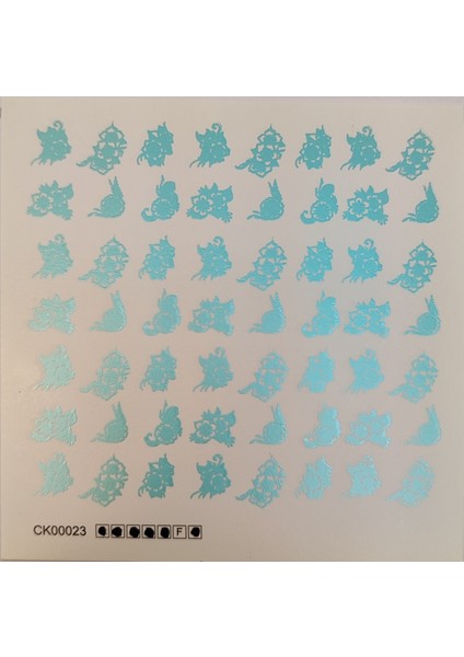 Hologram Turkuaz Yaldız Tırnak Dövmesi, Tırnak Tattoo, Nail Art, Tırnak Sticker