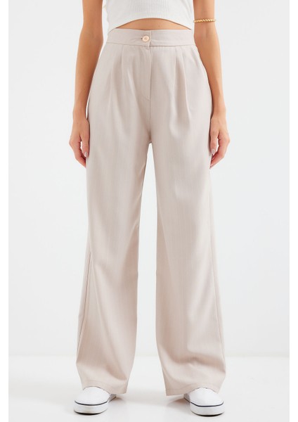 6638 Yüksek Bel Palazzo Pantolon - Bej fırsatları