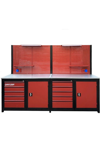 2.5 Metre 10 Çekmeceli 2 Dolaplı Takım Tezgahı