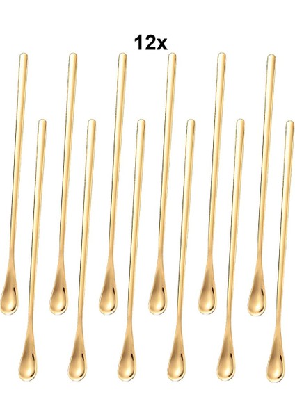 304 Çelik 12 Adet 19 cm Kokteyl Kahve Latte Karıştırma Barmen Kaşığı CIN758SR-12