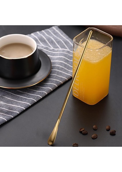 304 Çelik 12 Adet 19 cm Kokteyl Kahve Latte Karıştırma Barmen Kaşığı CIN758SR-12