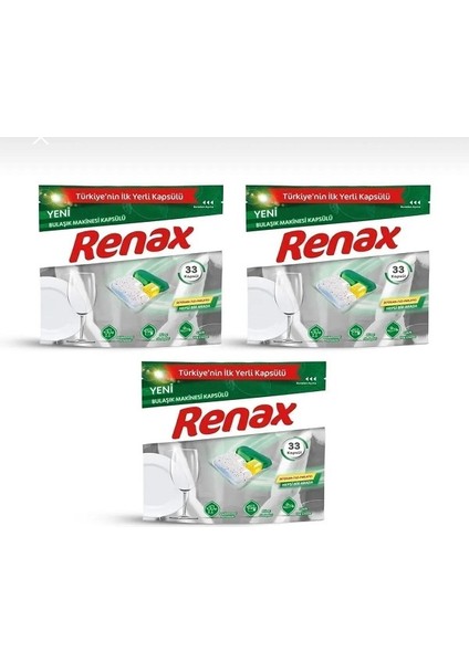 Renax Bulaşık Makine Kapsülü 99' Lu ( 3x33 Adet)