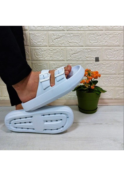 282 Beyaz Hafif Rahat Günlük Havuz Plaj Ayarlanabilir Çift Tokalı Terlik