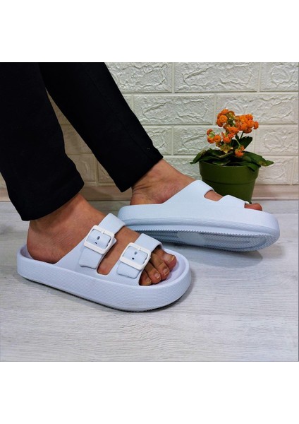 282 Beyaz Hafif Rahat Günlük Havuz Plaj Ayarlanabilir Çift Tokalı Terlik fiyatları