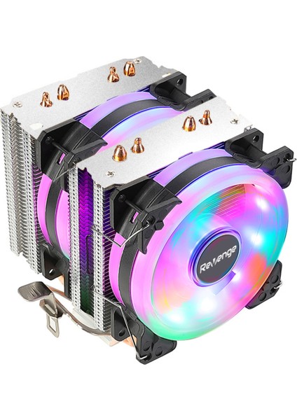 Kule Tipi 2 Fanlı Rainbow Gaming Işlemci Fanı 4 Bakır Kanallı Cpu Fan Soğutma Sistemi