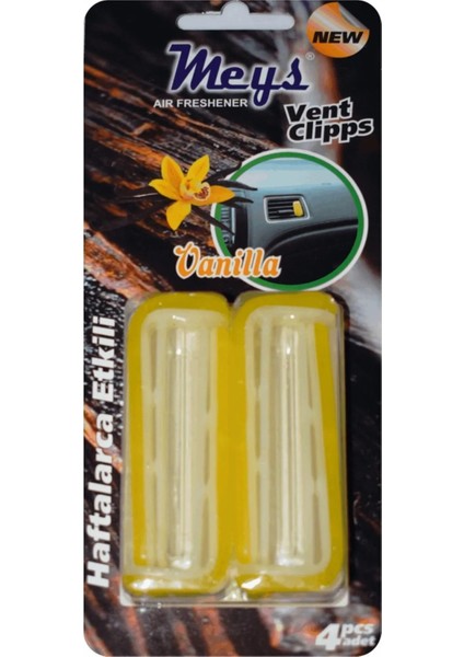 Meys Oto Petek Kalorifer Kokusu Sarı - 1 Paket (4ADET) - Clips Mandal Araba Kokusu
