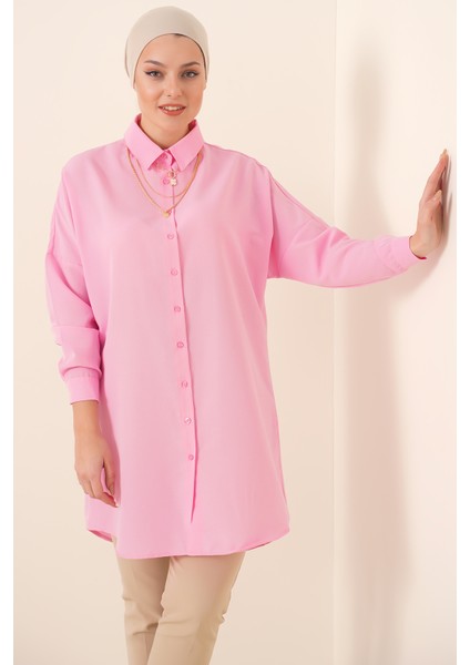 5845 Tesettür Tunik - Pembe