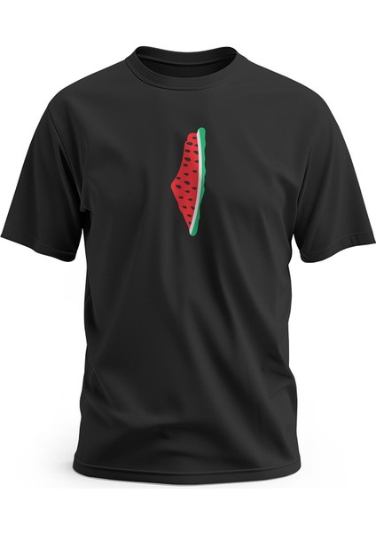 Kısa Kollu Ortalı Büyük Karpuzlu Filistin Haritası Dijital Baskılı Unisex S - 2xl T300010