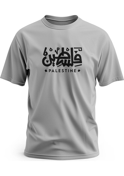 Tişört, Kısa Kollu Arapça Filistin Yazılı Ve İngilizce Baskılı Pamuk Rahat T-Shirt