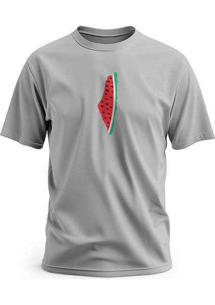 Kısa Kollu Ortalı Büyük Karpuzlu Filistin Haritası Dijital Baskılı Unisex S - 2xl T300010