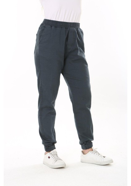 Kadın Büyük Beden Füme Bel Ve Paça Lastikli Likralı 4 Cepli Kot Pantolon 65N37827 modelleri