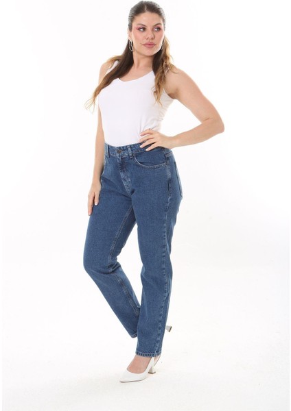 Kadın Büyük Beden Lacivert 5 Cepli Kot Pantolon 65N37731