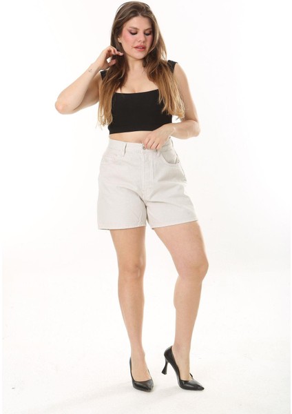 Kadın Büyük Beden Taş 5 Cepli Kot Şort 65N37919 fırsatları