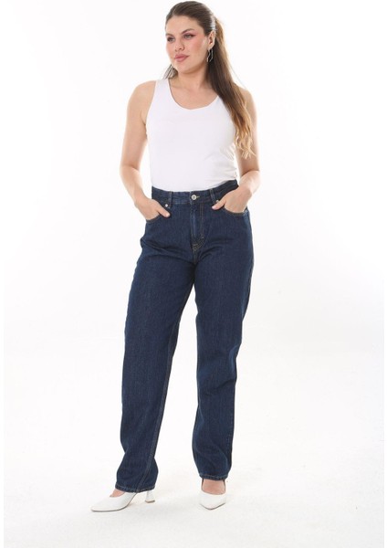 Kadın Büyük Beden Lacivert 5 Cepli Kot Pantolon 65N37848