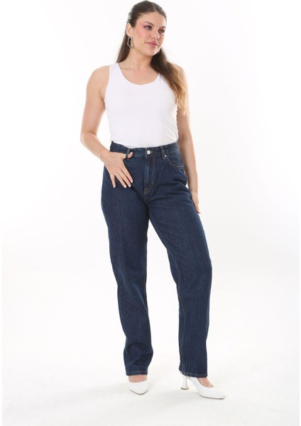 Kadın Büyük Beden Lacivert 5 Cepli Kot Pantolon 65N37848 fiyatları