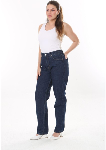 Kadın Büyük Beden Lacivert 5 Cepli Kot Pantolon 65N37848 modelleri