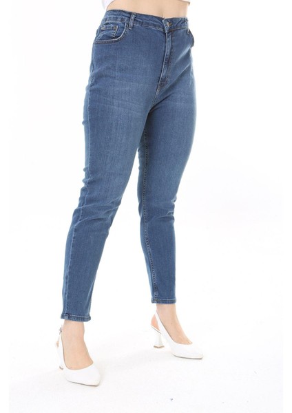 Kadın Büyük Beden Yüksek Bel Dar Paçalı Likralı Kot Pantolon 65N38090 modelleri