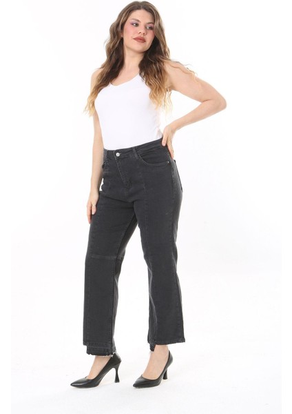 Kadın Büyük Beden Kup Detaylı Paçası Pis Dikişli Likralı Kot Pantolon 65N38087 modelleri