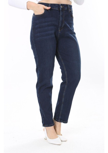 Kadın Büyük Beden Yüksek Bel Dar Paçalı Likralı Kot Pantolon 65N38091 modelleri