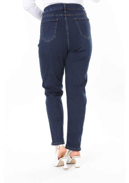 Kadın Büyük Beden Yüksek Bel Dar Paçalı Likralı Kot Pantolon 65N38091 indirimleri