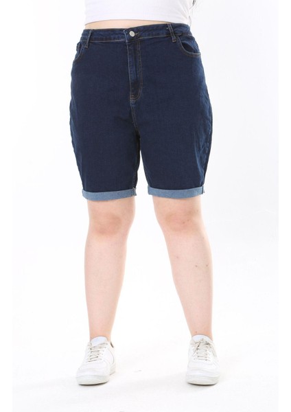 Kadın Büyük Beden Lacivert 5 Cepli Skınny Kot Şort 65N38069 fiyatları