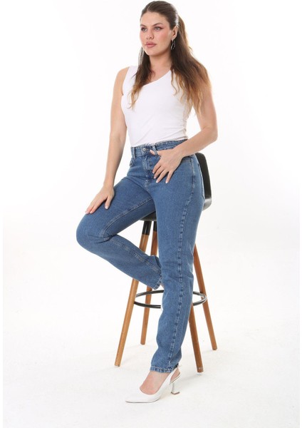 Kadın Büyük Beden Mavi 5 Cepli Kot Pantolon 65N37727 modelleri