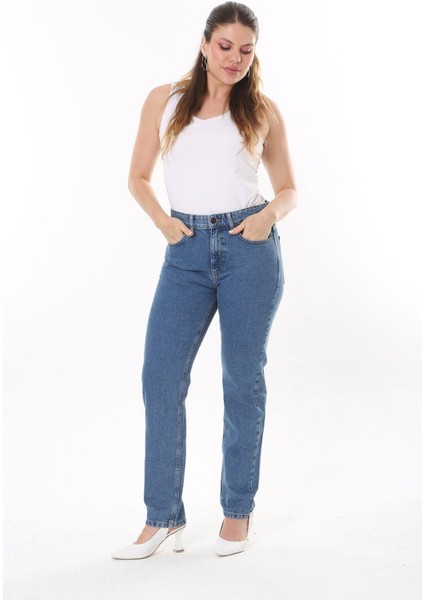 Kadın Büyük Beden Mavi 5 Cepli Kot Pantolon 65N37727 fırsatları