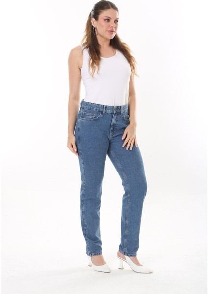 Kadın Büyük Beden Mavi 5 Cepli Kot Pantolon 65N37727 indirimleri