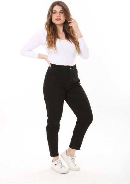 Kadın Büyük Beden Siyah 5 Cepli Likralı Kot Pantolon 65N37646 modelleri