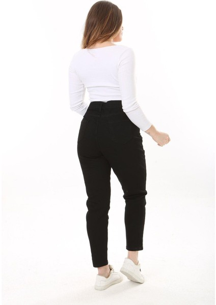 Kadın Büyük Beden Siyah 5 Cepli Likralı Kot Pantolon 65N37646 fırsatları