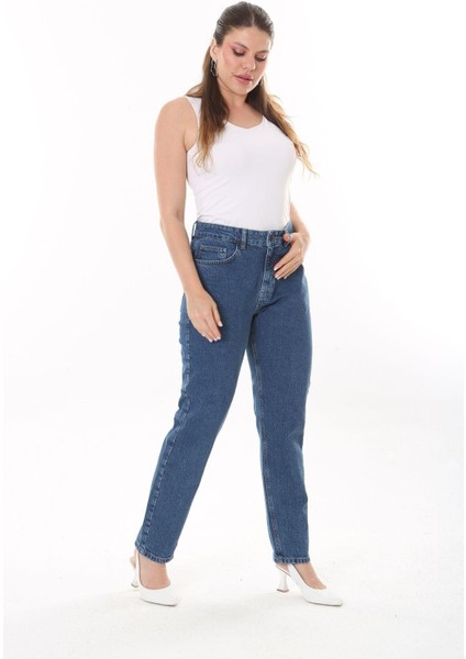 Kadın Büyük Beden Lacivert 5 Cepli Kot Pantolon 65N37731 fırsatları