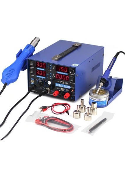 0-15V Güç Kaynağı, 75W Kalem Havya, 720W Sıcak Hava Tabancası, 3'lü Havya İstasyonu 853D USB 3A Yihua
