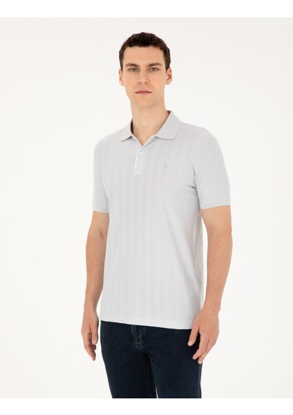 Erkek Açık Gri Slim Fit Tişört 50284327-VR001