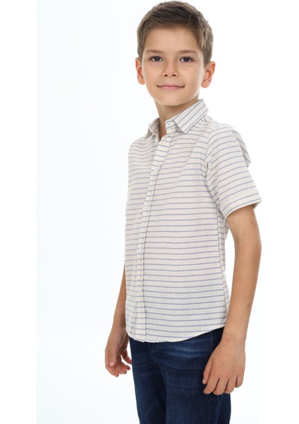 Çizgili Keten Gömlek 0007 modelleri