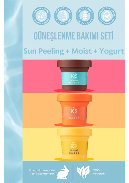 Sunbae Bronzlaştıran Scrub Peeling + Bronzlaşma Losyonu + Bronzluk Koruyucu Nemlendiren Vücut Yoğurdu