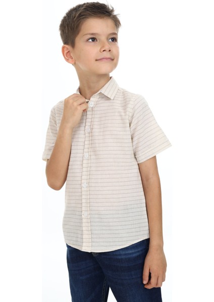 Çizgili Keten Gömlek 0007 modelleri