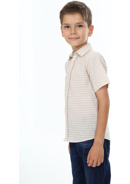 Çizgili Keten Gömlek 0007 fırsatları