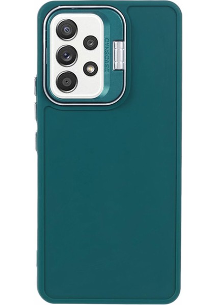 Samsung Galaxy A53 5g Silikon Kılıf Koruyucu Telefon Kılıfı Lensli Kickstand-Ordu Yeşili (Yurt Dışından)