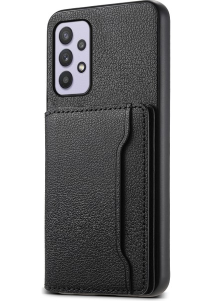 Samsung Galaxy A32 5g Kılıf 5 Kart Yuvaları Kickstand Darbeye Dayanıklı Telefon Kapağı-Siyah (Yurt Dışından)