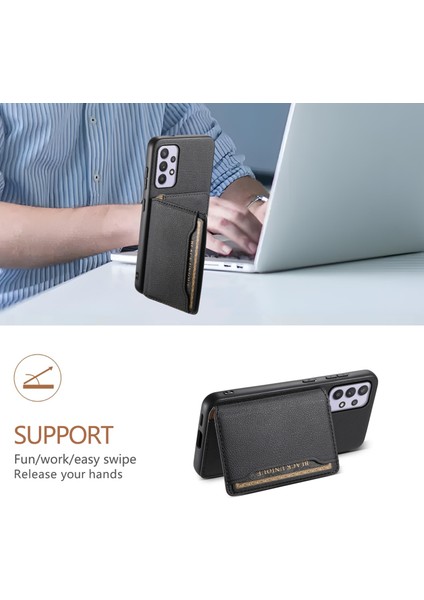 Samsung Galaxy A32 5g Kılıf 5 Kart Yuvaları Kickstand Darbeye Dayanıklı Telefon Kapağı-Siyah (Yurt Dışından) indirimleri