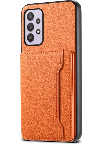Samsung Galaxy A32 5g Kılıf 5 Kart Yuvası Kickstand Darbeye Dayanıklı Telefon Kapağı-Turuncu (Yurt Dışından)