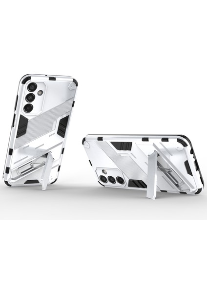 Samsung Galaxy M15 5g Kılıf Kickstand Çizilmez Pc+Tpu Zırh Telefon Kapağı-Beyaz (Yurt Dışından)