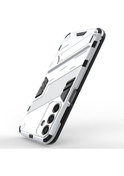 Samsung Galaxy M15 5g Kılıf Kickstand Çizilmez Pc+Tpu Zırh Telefon Kapağı-Beyaz (Yurt Dışından)