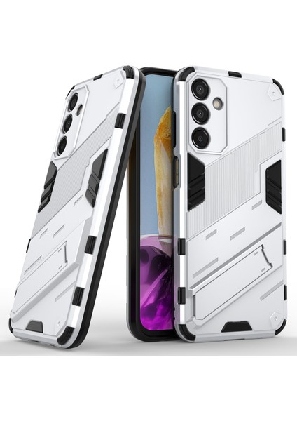 Samsung Galaxy M15 5g Kılıf Kickstand Çizilmez Pc+Tpu Zırh Telefon Kapağı-Beyaz (Yurt Dışından)