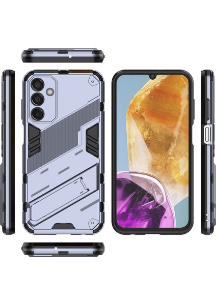 Samsung Galaxy M15 5g Kılıf Kickstand Çizilmez Pc+Tpu Zırh Telefon Kapağı-Koyu Mavi (Yurt Dışından)
