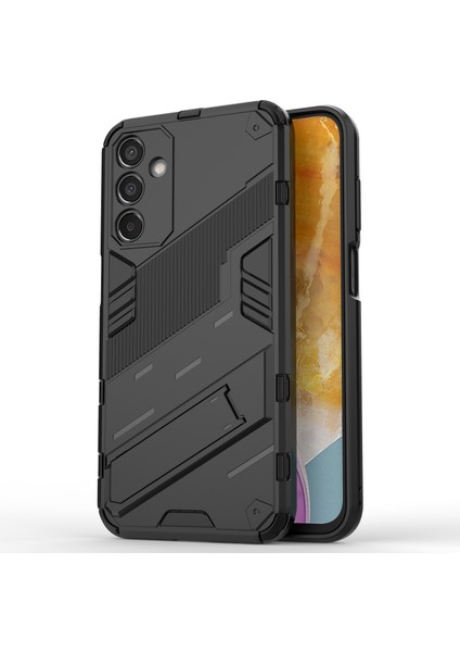 Samsung Galaxy M15 5g Kılıf Kickstand Çizilmez Pc+Tpu Zırh Telefon Kapağı-Siyah (Yurt Dışından)