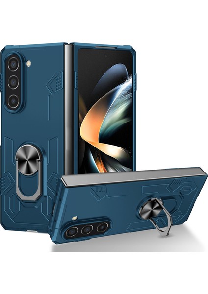 Samsung Galaxy Z Fold5 5g Kılıf Metal Kickstand Sert Pc Telefon Kapağı-Safir (Yurt Dışından)