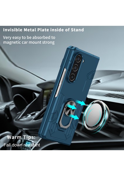 Samsung Galaxy Z Fold5 5g Kılıf Metal Kickstand Sert Pc Telefon Kapağı-Safir (Yurt Dışından)