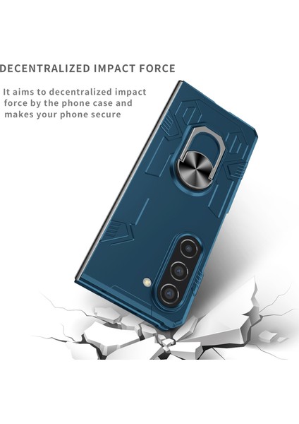 Samsung Galaxy Z Fold5 5g Kılıf Metal Kickstand Sert Pc Telefon Kapağı-Safir (Yurt Dışından)