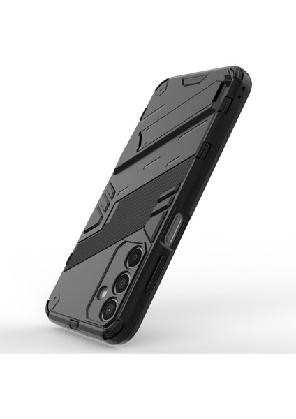 Samsung Galaxy M15 5g Kılıf Kickstand Çizilmez Pc+Tpu Zırh Telefon Kapağı-Siyah (Yurt Dışından)